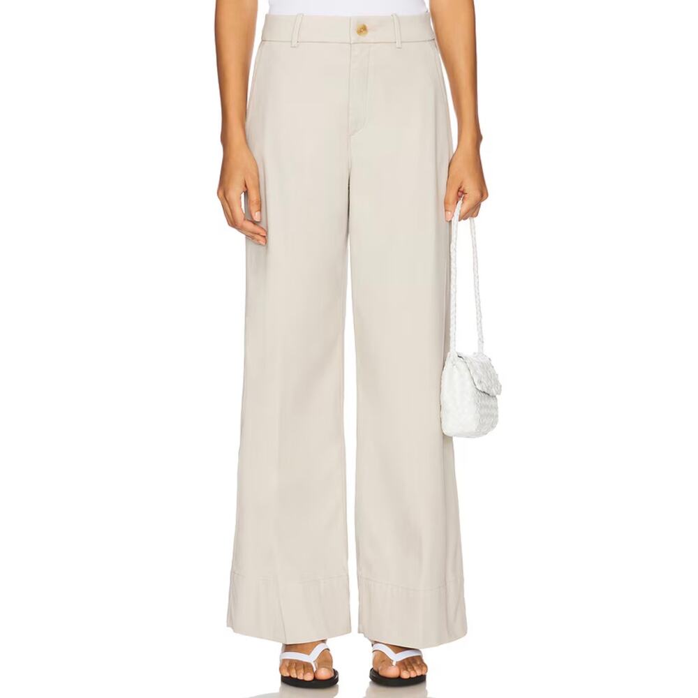 Spanx Stretch Twill Wide Leg Pants Bone Medium Professional Classic Chic NEW